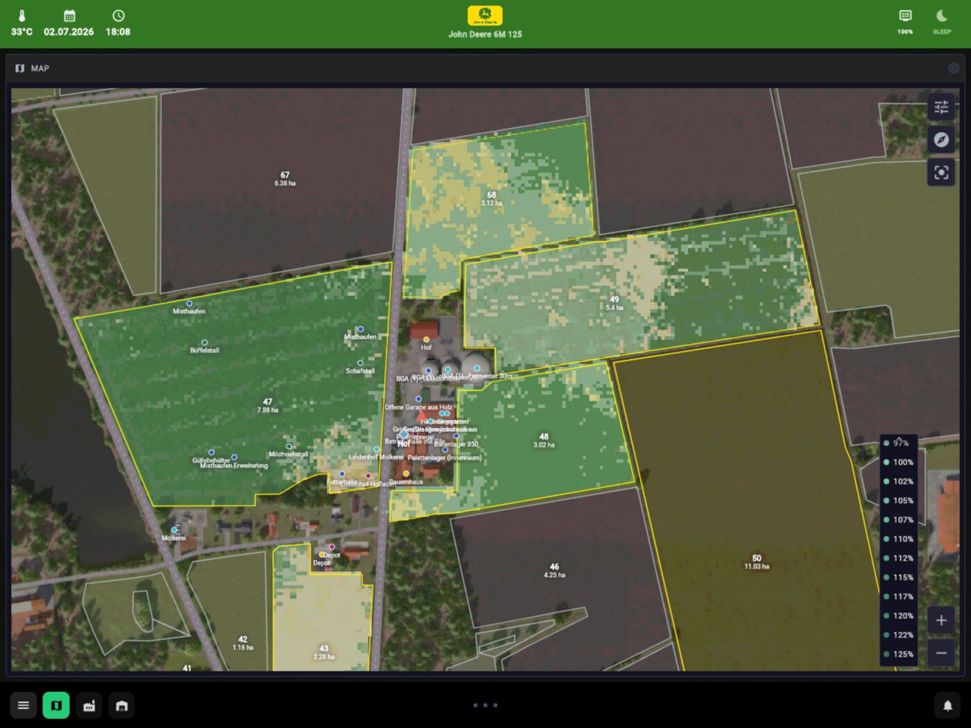 Map: Precision Farming's yield map as a layer