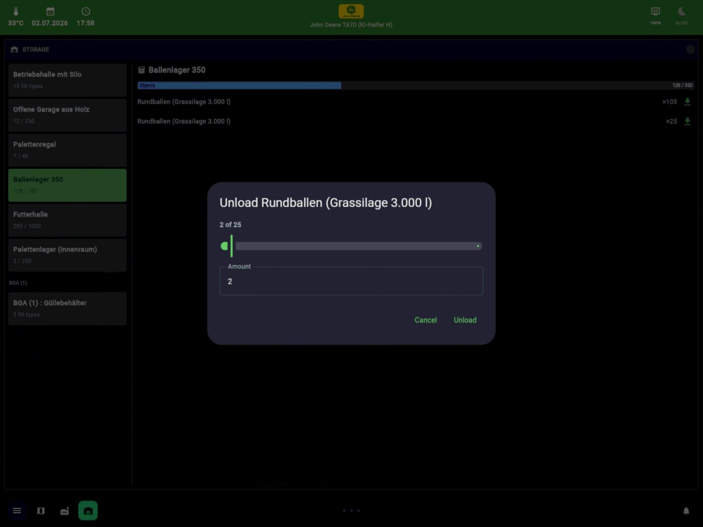 Storage: unload bales from an object storage